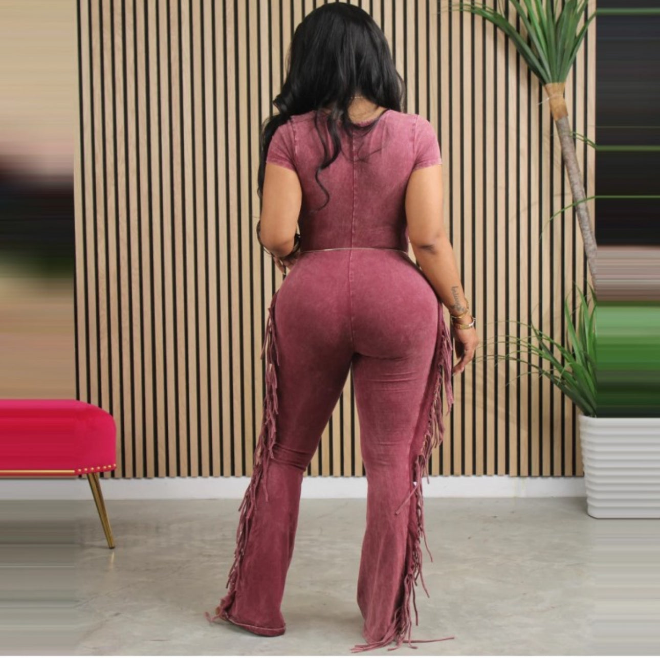 Fringed fitted jumpsuit