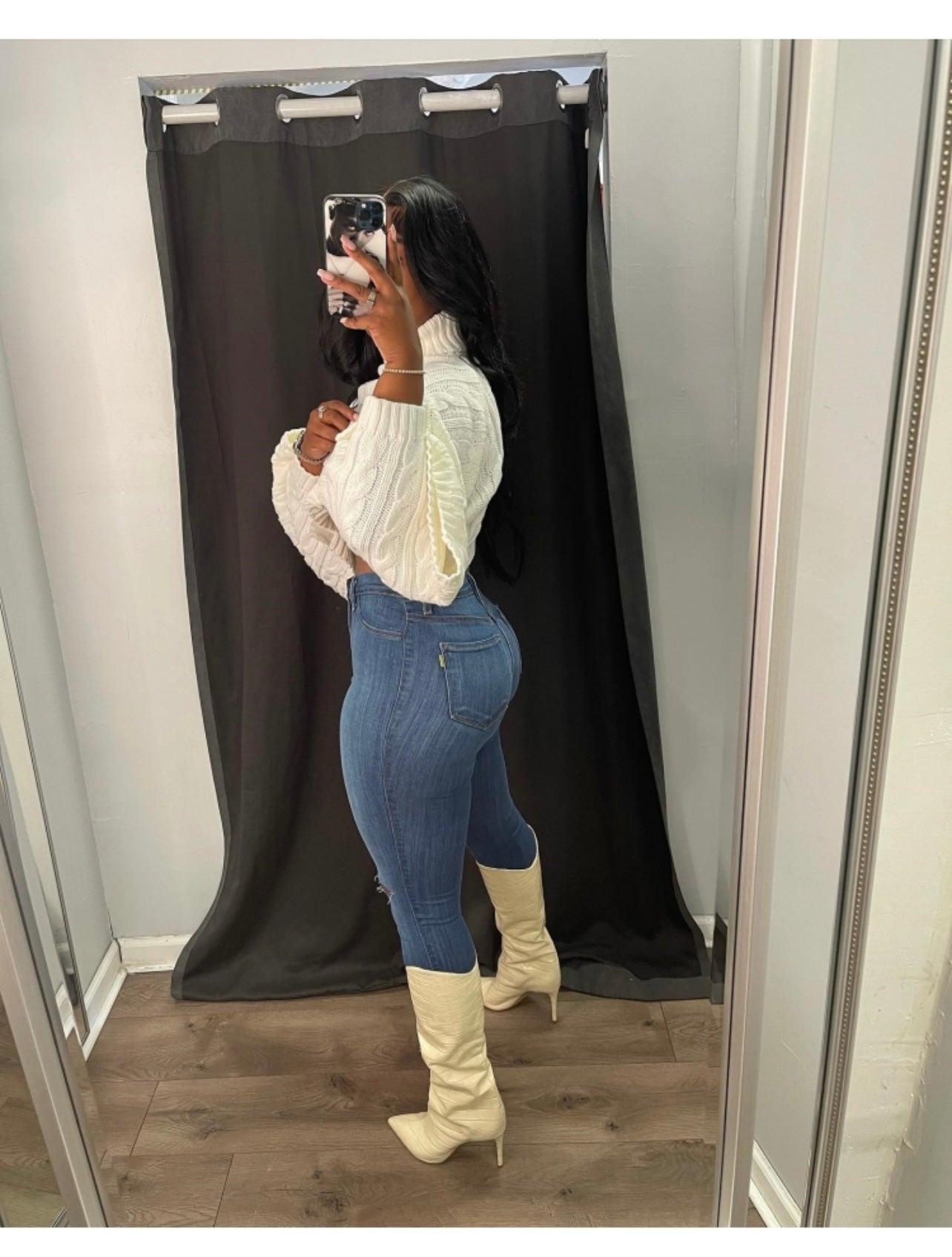 White knitted sweater