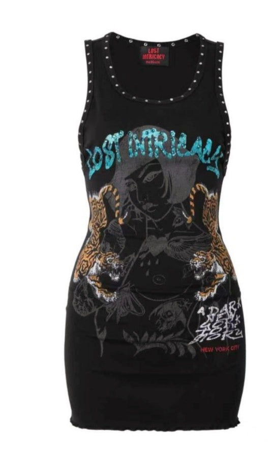 Y2K Dark Angel Graphic Tank Mini Dress