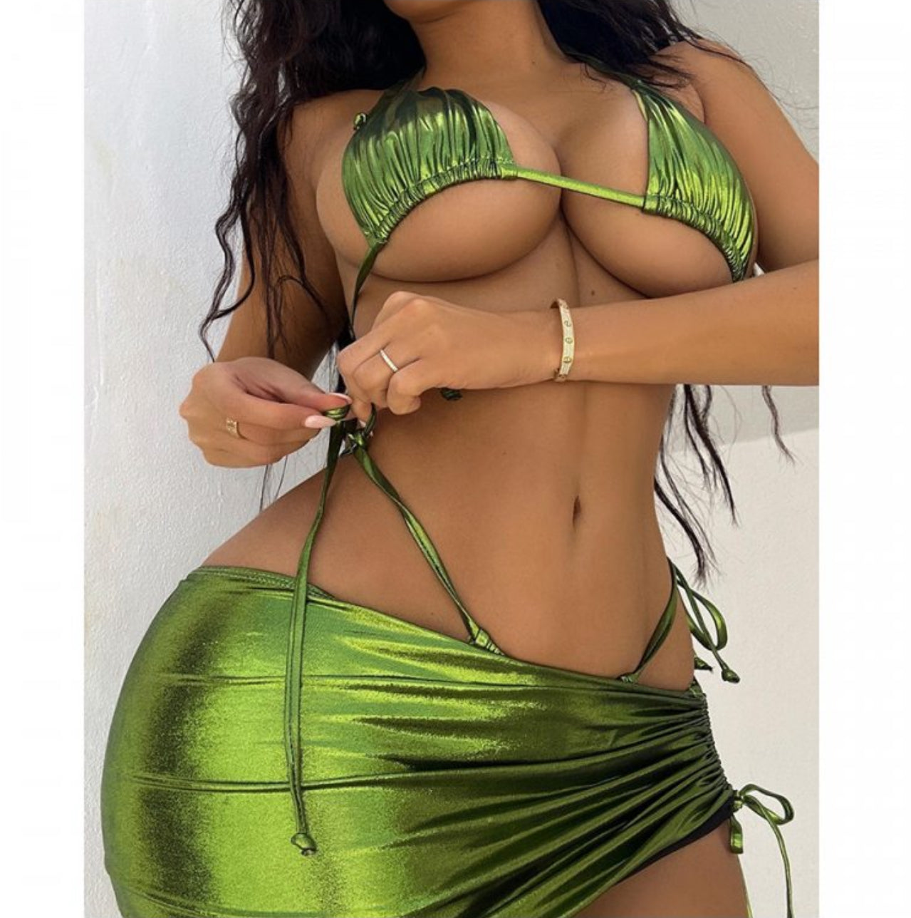 Green 3 piece bikini